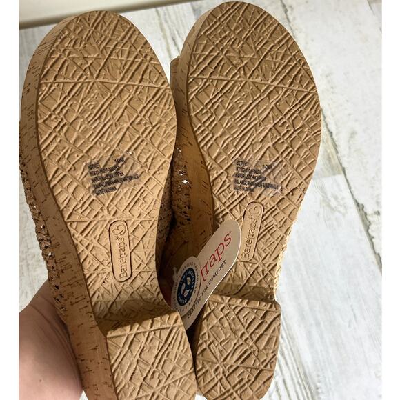 Baretraps Bethie Women's 10 tan cork wedge sandal new slip on woven lightweight - Picture 7 of 8